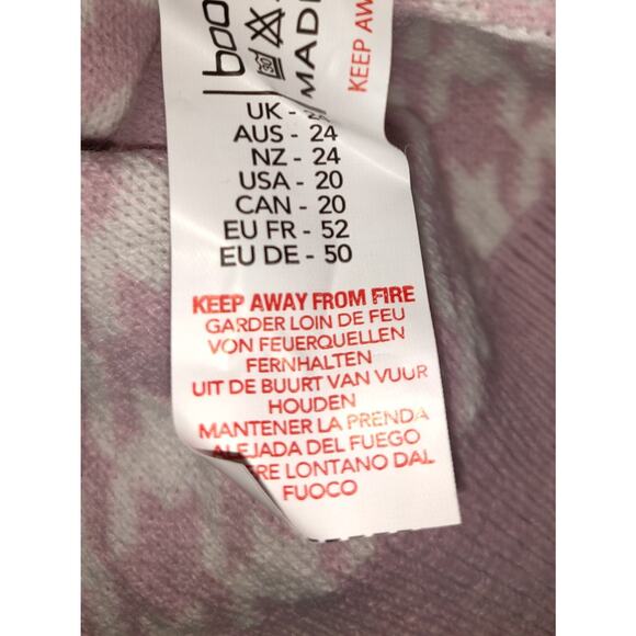 Pink & White Houndstooth Cardigan Sweater BOOHOO Geometric Plus Size 20 NWT - Picture 13 of 13